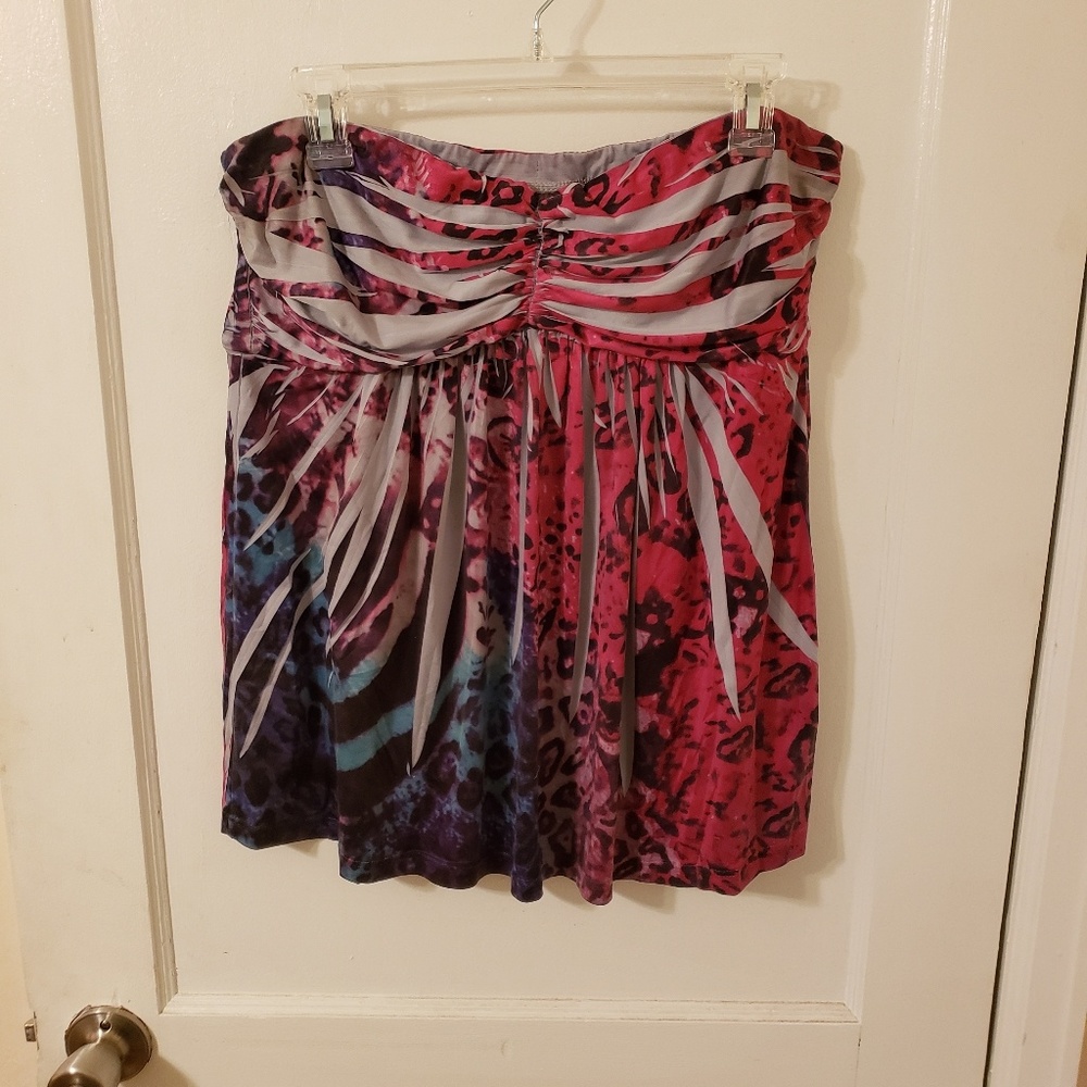 Torrid- MultiColored Strapless  Bandeau Top, Sz 1